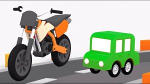 4 машинки - Собираем МОТОЦИКЛ. Мультфильмы про машинки