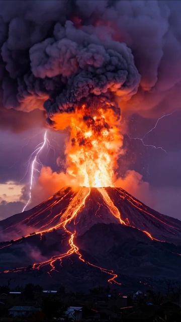 Извержение вулкана: мощь природы #вулкан #природа #экстрим