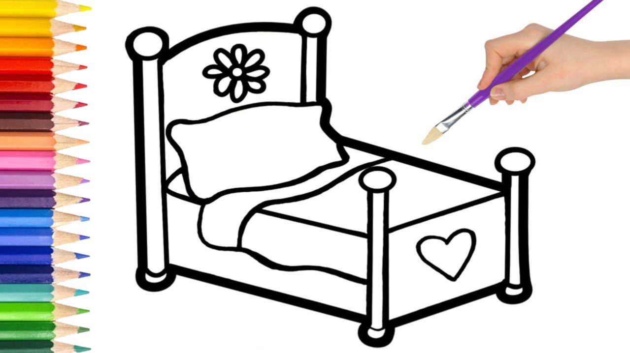 Мультик для детей-Как нарисовать КРОВАТЬ для детейРисование для детей КРОВАТИ