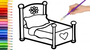 Мультик для детей-Как нарисовать КРОВАТЬ для детей\Рисование для детей КРОВАТИ