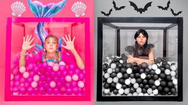 Розовый vs Чёрный Челлендж | Уэнсдей vs Русалка