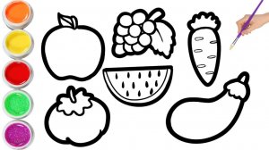 Мультик для детей-Рисование фруктов и овощей/Как нарисовать ФРУКТЫ