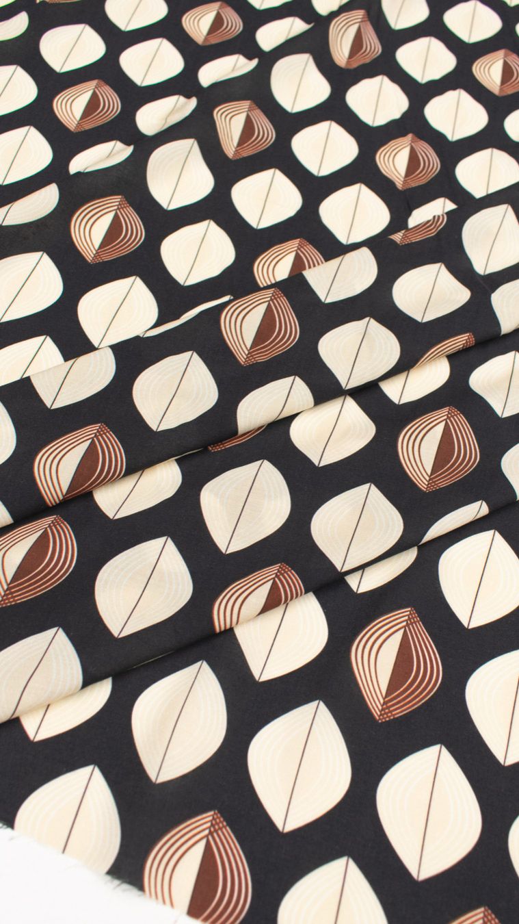 😍 Отрез 2,8 м. Штапельная вискоза с абстрактными листьями 3THS25 🇮🇹