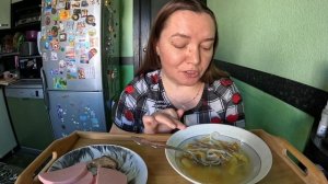 Мукбанг. Суп с говядиной и лапшой, бутерброд/Еда/Вкусная домашняя еда