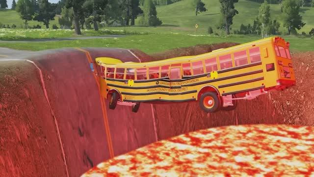 Тачки против гигантской лавовой ямы 🎮 симулятор гонки игры про машинки vfibyrb