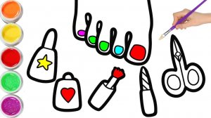 Мультик для детей-Рисование пальцев ног и лака для ногтей для детей