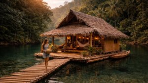 45 дней выживания: девушка в одиночку строит плавучий дом, подземное убежище и ванную комнату.