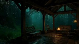 Расслабляющие звуки дождя с грозой и камином в уютном доме, для отдыха и сна, дождь с грозой 😴