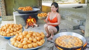 Готовлю вкуснейшие пончики и продаю их на деревенском рынке. Нхат. Вьетнам