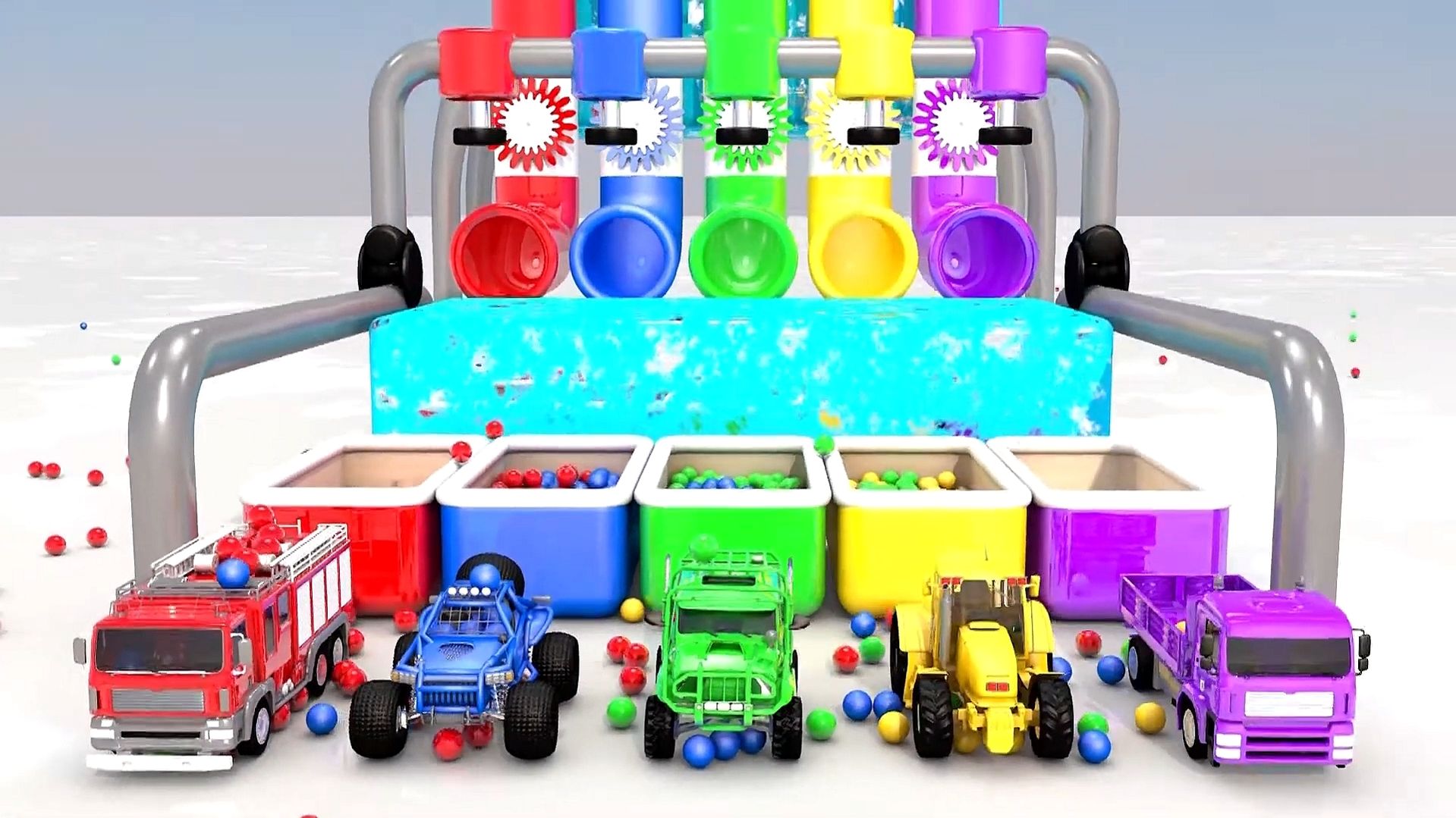 Изучаем цвета с помощью уличных машинок и разноцветных мячей для детей!