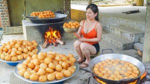 Готовим более 200 супер-вкусных пончиков и продаем их на деревенском рынке. Нхат.