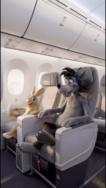 Герои из мультиков в самолёте