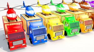 Учим цвета с помощью грузовика вертолета и футбольных мячей для детей! обучающая анимация для детей!