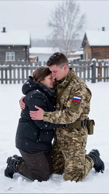 Прощание на фоне зимы: любовь, поглощённая войной #печаль #разлука #война