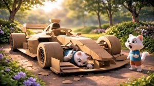 Папа-кот своими лапами строит суперкар из картона – Результат гонки шокировал всех! 😱