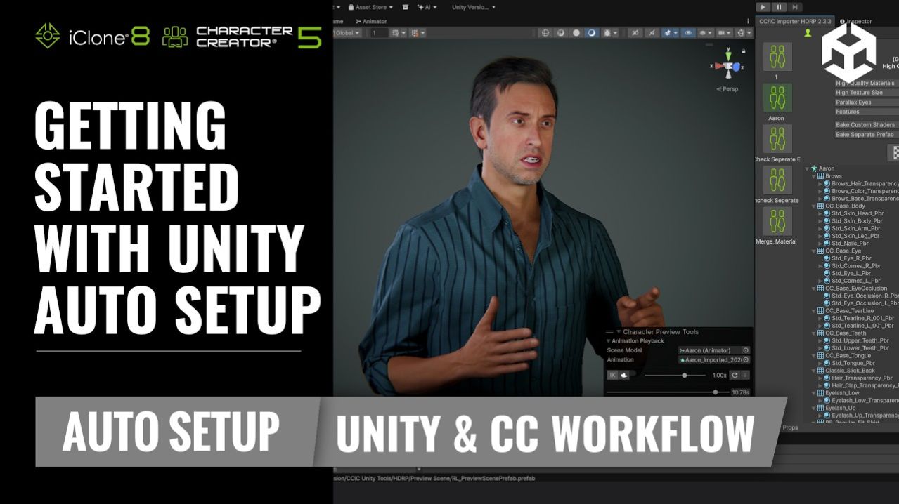 Быстрый старт с Unity Auto Setup: импорт персонажей и анимаций из Character Creator 5 в Unity!