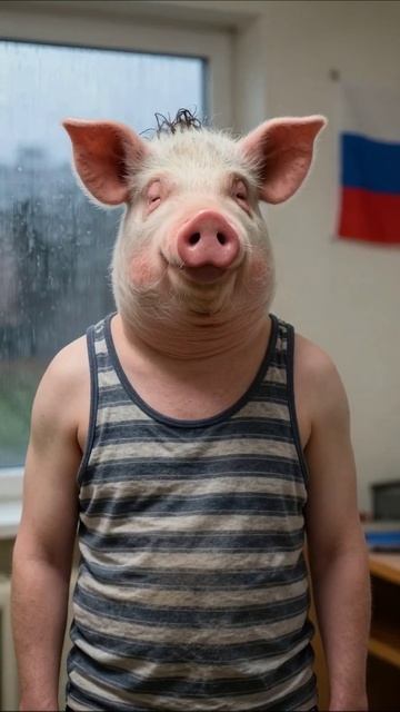 Необычный персонаж: человек-свинья в доме #юмор #креатив #видео