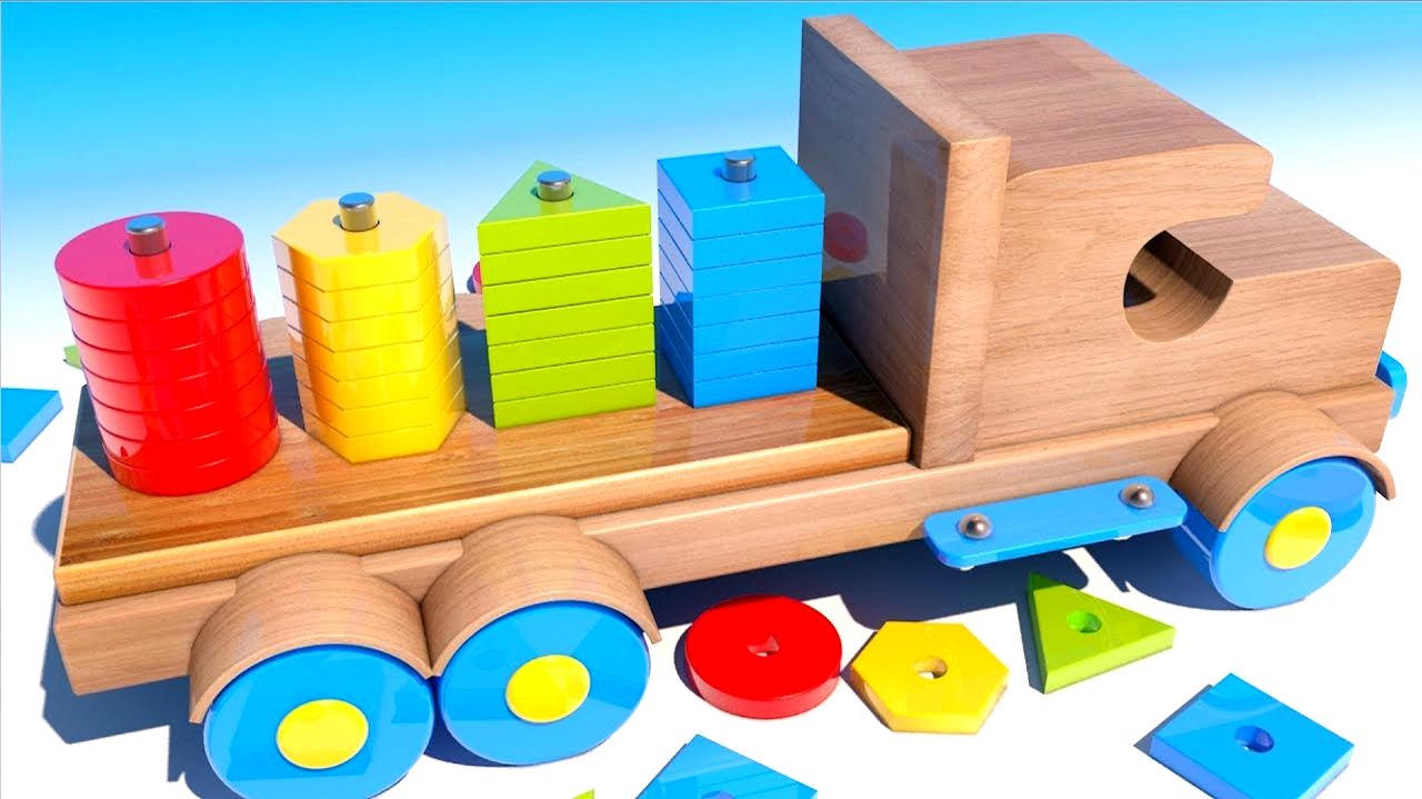 Изучайте формы и цвета с помощью деревянного игрушечного грузовика
