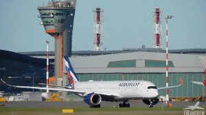 Тяжёлый Airbus A350-900 долгий разбег на взлёте, короткий пробег на посадке