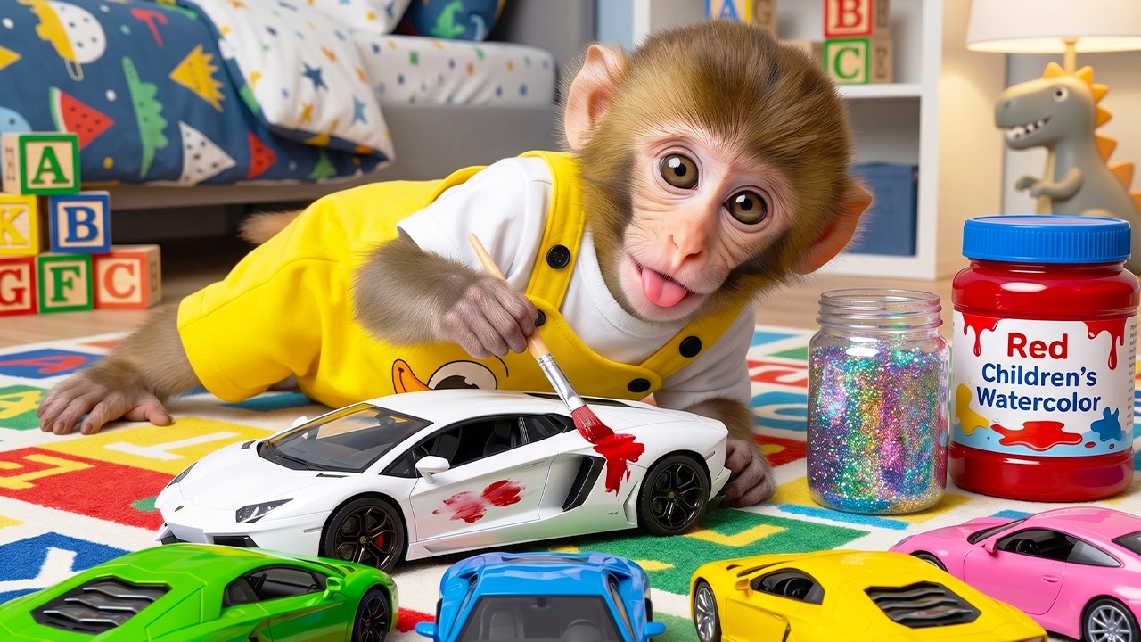 Мультики для детей. Обезьянка и его новые игрушки/видео про обезьянку