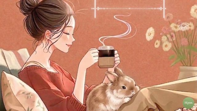 ☕ Calm Cafe Music | Cozy Vintage Jazz BGM ~ Soft Coffee & Bunny Vibes for Work, Study & Relaxing
