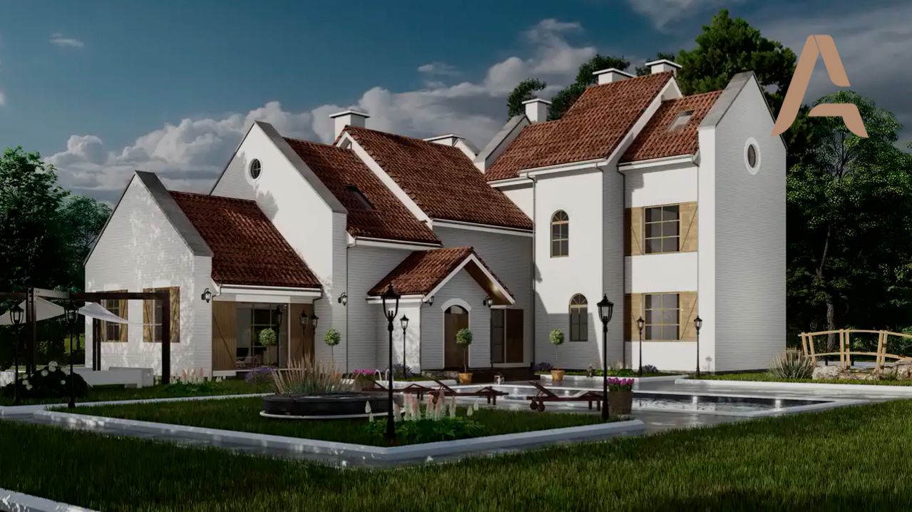 Комфортный трехэтажный дом в европейском стиле. Проект дома с террасой и балконом