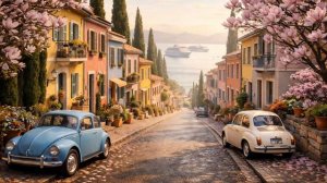 Весна у моря 🌸 Цветной приморский город, магнолии и уют | Релакс видео 4K