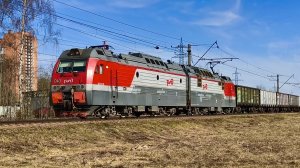 2ЭС4К 040 "Дончак" с грузовым поездом, следует по перегону Капитолово - Девяткино