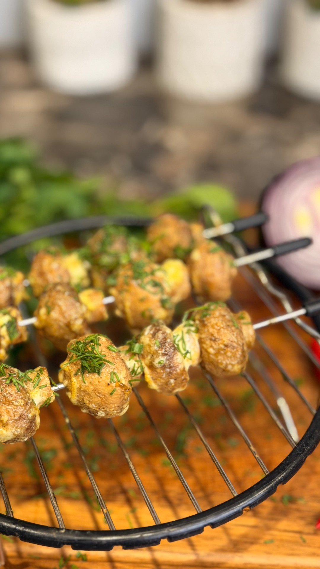 Шашлык из шампиньонов в аэрогриле Demiand😍