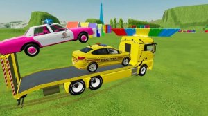 Перевозка всех полицейских машин и машин скорой помощи на полицейских грузовиках