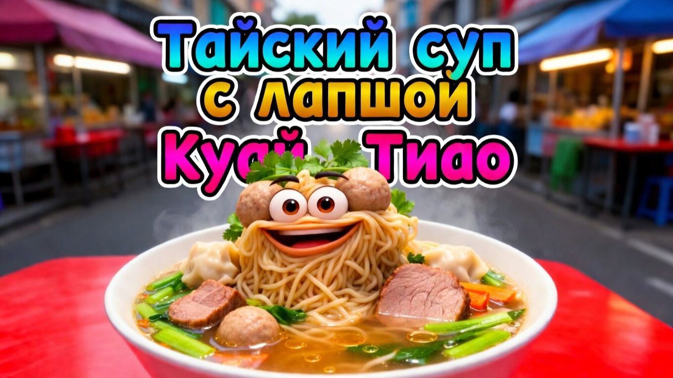 Тайская еда. Куай Тиао  популярный тайский суп с лапшой из макашниц