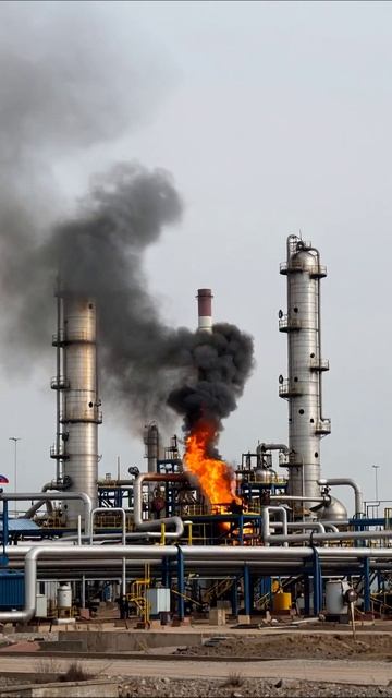 Прокладка трубопроводов и пожар на заводе #промышленность #пожар #экология