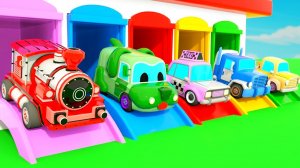 Песенка про автобус и бинго - машинки которые пытаются найти яйцо-сюрприз - Детские стишки и песенки