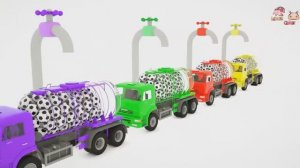 Учим цвета для детей с помощью резервуара для воды Учим цвета с помощью футбольного мяча-бульдозера