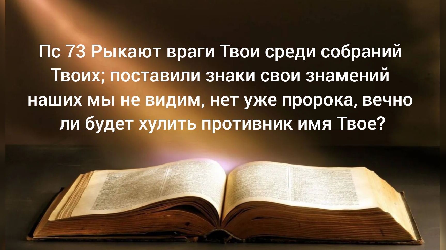 Пс 73 Рыкают враги Твои среди собраний Твоих; поставили знаки свои знамений наших мы не видим.
