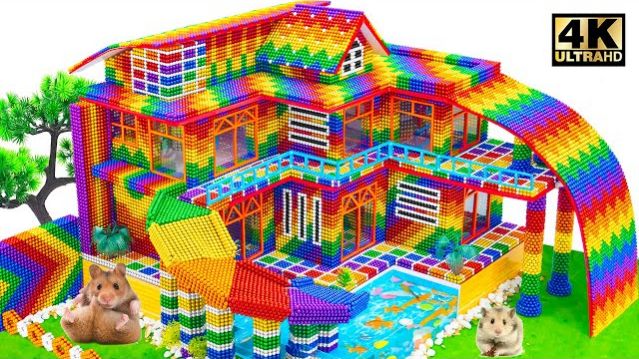 УДИВИТЕЛЬНОЕ УДОВЛЕТВОРЯЮЩЕЕ АСМР С МАГНИТНЫМИ ШАРИКАМИ 🧲 | ВИЛЛА С БАССЕЙНОМ И ГОРКОЙ С КРЫШИ