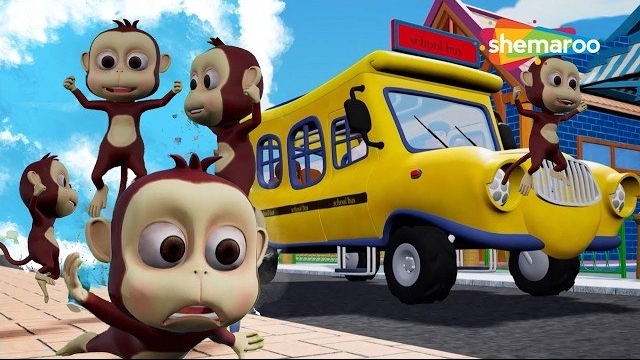 Колеса автобуса  Пять маленьких обезьянок. 3D-рифмы для детей