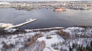 Над Мурманском  и Кольским заливом. Ул. Старостина  -  Абрам-Мыс - ул. Старостина