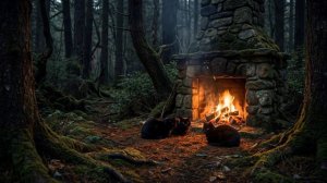 Котики у лесного очага: звуки для глубокого сна и расслабления