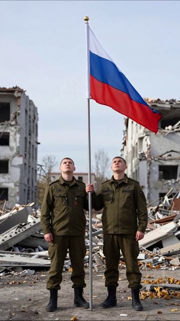 Печаль нашей эпохи: флаг над руинами #война #разрушения #потери