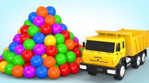 Учим цвета с помощью волшебной горки с грузовиком и неожиданного футбольного мяча из детских стишков
