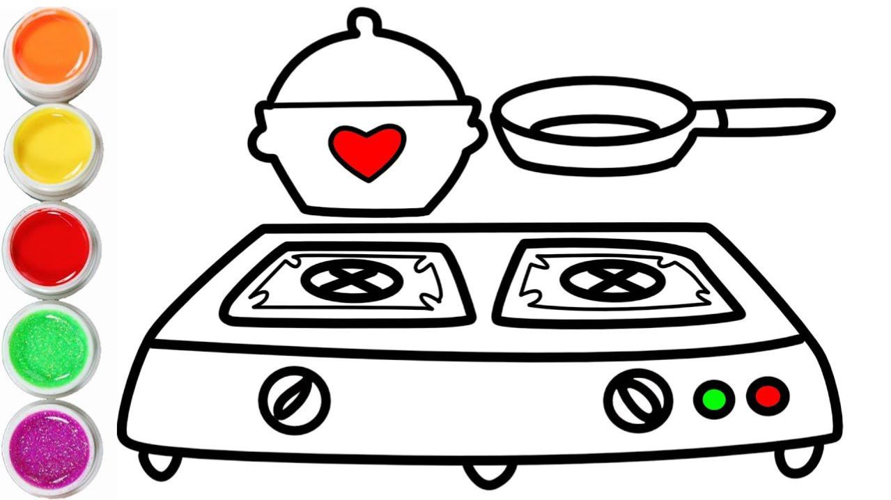 Мультик для детей-Рисунок плиты для детей/Как нарисовать КУХОННУЮ ПЛИТКУ