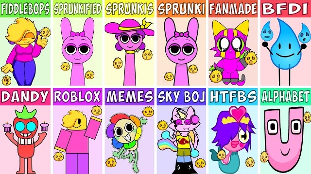 ВСЕ персонажи ИНКРЕДИБОКС СПРУНКТ из FIDDLEBOPS  Сравнение всех новых версий