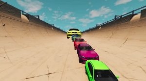 Мультики для детей . Мультики про машинки . Яркие машинки спускаются по крутому склону .