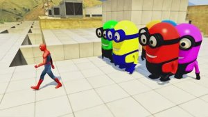 Весёлые приключения красного Паука вместе с цветными миньонами в GTA v