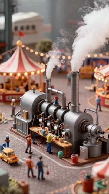 Сказочный мир миниатюров: паровая машина на ярмарке! #миниатюры #ярмарка #креатив