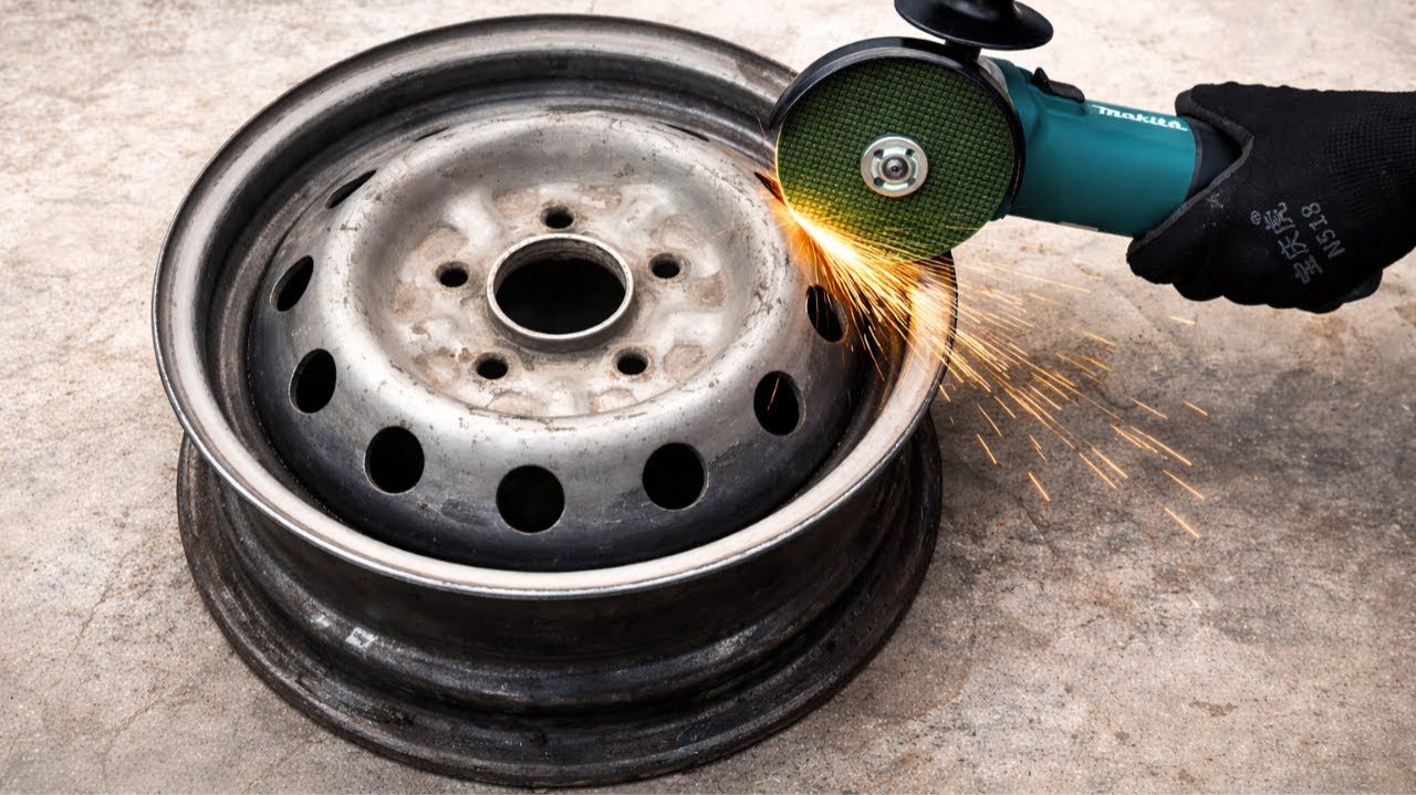 Не выбрасывайте старый автомобильный диск, сделайте из него простейший переносной гриль для дачи