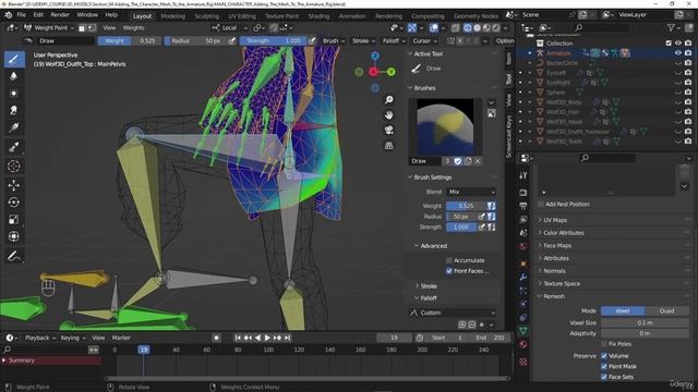 4. Adding the character mesh to the armature rig