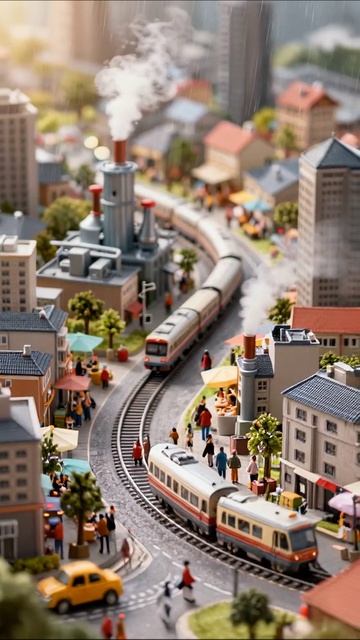 Город мечты: Жизнь на железнодорожных путях! город поезда модель