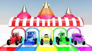 Учим цвета с помощью машинок! Шарики-сюрпризы и красочные машинки для раскрашивания водой для детей!